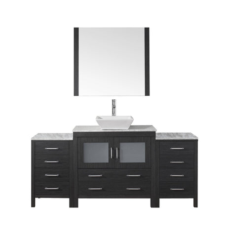 Virtu USA Dior 66" Single Bath Vanity with Marble Top and Square Sink with Brushed Nickel Faucet and Mirror - Luxe Bathroom Vanities Luxury Bathroom Fixtures Bathroom Furniture