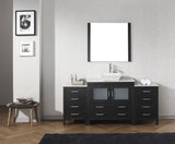 Virtu USA Dior 66" Single Bath Vanity with White Marble Top and Square Sink with Matching Mirror