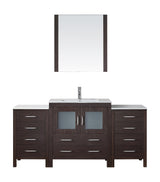 Virtu USA Dior 68" Single Bath Vanity with Slim White Ceramic Top and Square Sink with Brushed Nickel Faucet and Mirror - Luxe Bathroom Vanities Luxury Bathroom Fixtures Bathroom Furniture