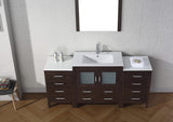 Virtu USA Dior 68" Single Bath Vanity with White Ceramic Top and Integrated Square Sink with Matching Mirror