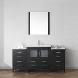 Virtu USA Dior 68" Single Bath Vanity with White Ceramic Top and Integrated Square Sink with Brushed Nickel Faucet with Matching Mirror