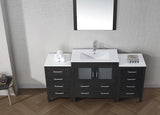 Virtu USA Dior 68" Single Bath Vanity with White Ceramic Top and Integrated Square Sink with Brushed Nickel Faucet with Matching Mirror