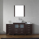 Virtu USA Dior 68" Single Bath Vanity with White Engineered Stone Top and Square Sink with Brushed Nickel Faucet with Matching Mirror