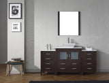 Virtu USA Dior 68" Single Bath Vanity with White Engineered Stone Top and Square Sink with Brushed Nickel Faucet with Matching Mirror