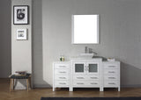 Virtu USA Dior 68" Single Bath Vanity with White Engineered Stone Top and Square Sink with Brushed Nickel Faucet with Matching Mirror