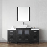 Virtu USA Dior 68" Single Bath Vanity with White Engineered Stone Top and Square Sink with Brushed Nickel Faucet with Matching Mirror