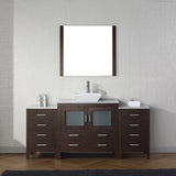 Virtu USA Dior 68" Single Bath Vanity with White Marble Top and Square Sink with Brushed Nickel Faucet with Matching Mirror