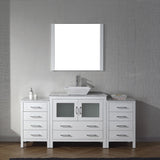 Virtu USA Dior 68" Single Bath Vanity with White Marble Top and Square Sink with Brushed Nickel Faucet with Matching Mirror