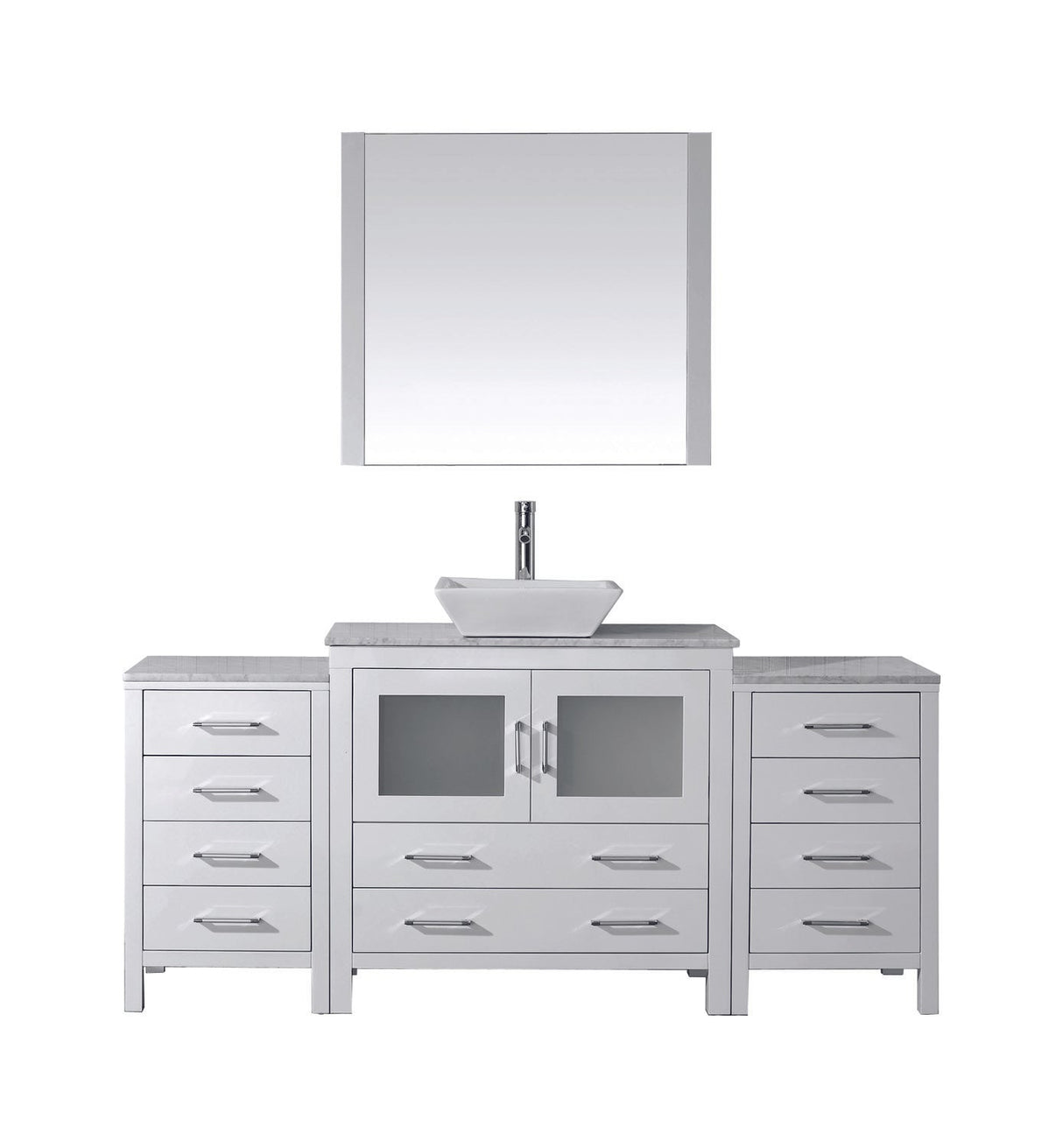 Virtu USA Dior 68" Single Bath Vanity with Marble Top and Square Sink with Brushed Nickel Faucet and Mirror - Luxe Bathroom Vanities Luxury Bathroom Fixtures Bathroom Furniture