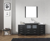 Virtu USA Dior 68" Single Bath Vanity with White Marble Top and Square Sink with Brushed Nickel Faucet with Matching Mirror