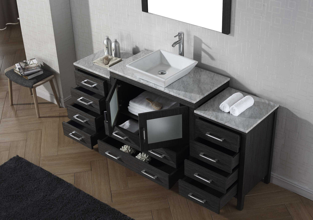 Virtu USA Dior 68" Single Bath Vanity with White Marble Top and Square Sink with Matching Mirror