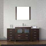 Virtu USA Dior 72" Single Bath Vanity with White Ceramic Top and Integrated Square Sink with Brushed Nickel Faucet with Matching Mirror