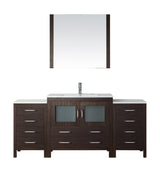 Virtu USA Dior 72" Single Bath Vanity in Espresso with Slim White Ceramic Top and Square Sink with Brushed Nickel Faucet and Mirror - Luxe Bathroom Vanities Luxury Bathroom Fixtures Bathroom Furniture