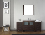 Virtu USA Dior 72" Single Bath Vanity with White Ceramic Top and Integrated Square Sink with Matching Mirror