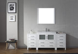 Virtu USA Dior 72" Single Bath Vanity with White Ceramic Top and Integrated Square Sink with Brushed Nickel Faucet with Matching Mirror