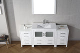 Virtu USA Dior 72" Single Bath Vanity with White Ceramic Top and Integrated Square Sink with Brushed Nickel Faucet with Matching Mirror