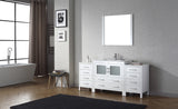 Virtu USA Dior 72" Single Bath Vanity with White Ceramic Top and Integrated Square Sink with Matching Mirror