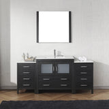 Virtu USA Dior 72" Single Bath Vanity with White Ceramic Top and Integrated Square Sink with Brushed Nickel Faucet with Matching Mirror