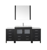 Virtu USA Dior 72" Single Bath Vanity with Slim White Ceramic Top and Square Sink with Brushed Nickel Faucet and Mirror - Luxe Bathroom Vanities