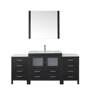 Virtu USA Dior 72" Single Bath Vanity with Slim White Ceramic Top and Square Sink with Brushed Nickel Faucet and Mirror - Luxe Bathroom Vanities