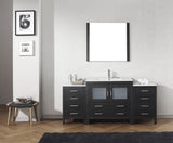 Virtu USA Dior 72" Single Bath Vanity with White Ceramic Top and Integrated Square Sink with Matching Mirror