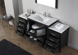 Virtu USA Dior 72" Single Bath Vanity with White Ceramic Top and Integrated Square Sink with Matching Mirror