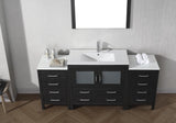 Virtu USA Dior 72" Single Bath Vanity with Slim White Ceramic Top and Square Sink with Polished Chrome Faucet and Mirror - Luxe Bathroom Vanities