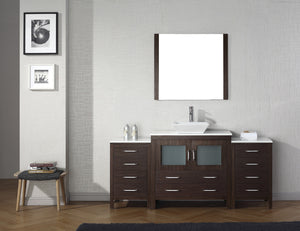 Virtu USA Dior 72" Single Bath Vanity with White Engineered Stone Top and Square Sink with Brushed Nickel Faucet with Matching Mirror