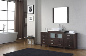 Virtu USA Dior 72" Single Bath Vanity with White Engineered Stone Top and Square Sink with Brushed Nickel Faucet with Matching Mirror
