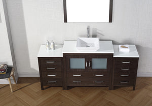 Virtu USA Dior 72" Single Bath Vanity with White Engineered Stone Top and Square Sink with Brushed Nickel Faucet with Matching Mirror