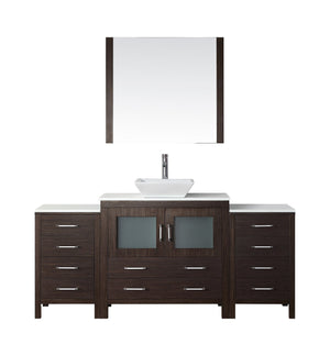 Virtu USA Dior 72" Single Bath Vanity with White Engineered Stone Top and Square Sink with Brushed Nickel Faucet and Mirror - Luxe Bathroom Vanities Luxury Bathroom Fixtures Bathroom Furniture