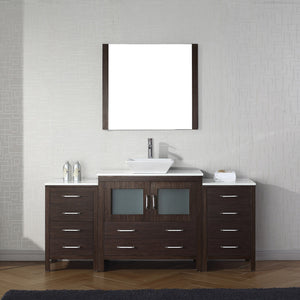 Virtu USA Dior 72" Single Bath Vanity with White Engineered Stone Top and Square Sink with Matching Mirror