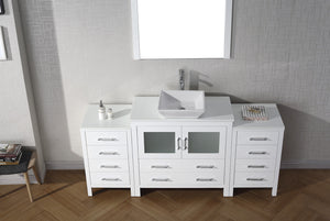 Virtu USA Dior 72" Single Bath Vanity with White Engineered Stone Top and Square Sink with Brushed Nickel Faucet with Matching Mirror
