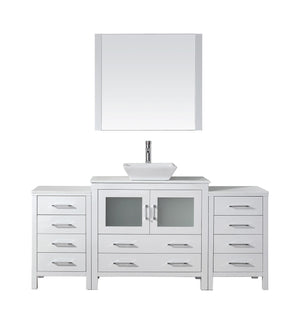Virtu USA Dior 72" Single Bath Vanity with White Engineered Stone Top and Square Sink with Brushed Nickel Faucet and Mirror - Luxe Bathroom Vanities Luxury Bathroom Fixtures Bathroom Furniture