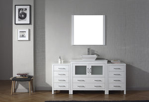Virtu USA Dior 72" Single Bath Vanity with White Engineered Stone Top and Square Sink with Matching Mirror