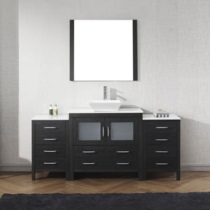 Virtu USA Dior 72" Single Bath Vanity with White Engineered Stone Top and Square Sink with Brushed Nickel Faucet with Matching Mirror
