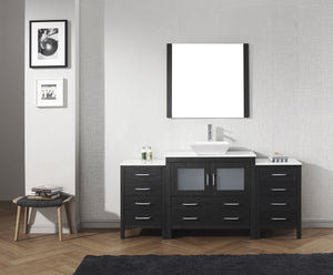 Virtu USA Dior 72" Single Bath Vanity with White Engineered Stone Top and Square Sink with Matching Mirror
