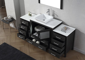 Virtu USA Dior 72" Single Bath Vanity with White Engineered Stone Top and Square Sink with Matching Mirror