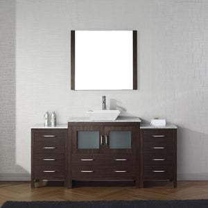 Virtu USA Dior 72" Single Bath Vanity with White Marble Top and Square Sink with Matching Mirror