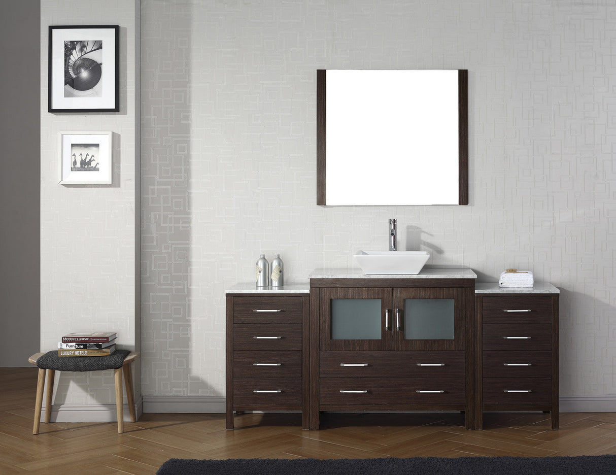 Virtu USA Dior 72" Single Bath Vanity with White Marble Top and Square Sink with Matching Mirror