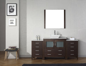 Virtu USA Dior 72" Single Bath Vanity with White Marble Top and Square Sink with Matching Mirror