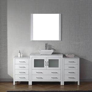 Virtu USA Dior 72" Single Bath Vanity with White Marble Top and Square Sink with Matching Mirror