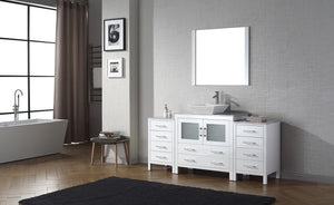 Virtu USA Dior 72" Single Bath Vanity with White Marble Top and Square Sink with Matching Mirror