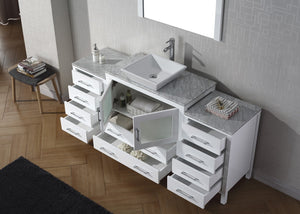 Virtu USA Dior 72" Single Bath Vanity with White Marble Top and Square Sink with Matching Mirror