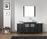 Virtu USA Dior 72" Single Bath Vanity with White Marble Top and Square Sink with Brushed Nickel Faucet with Matching Mirror