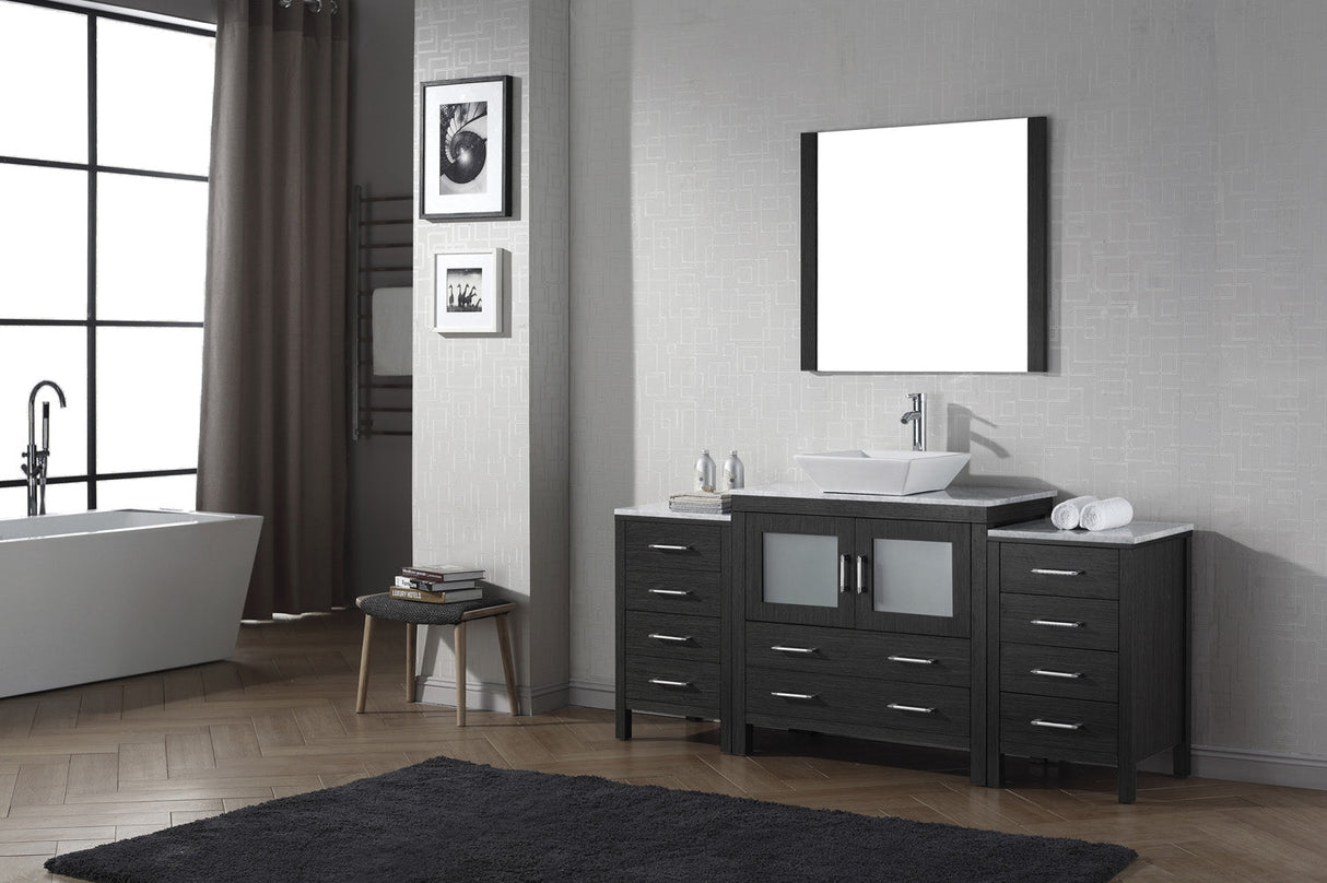 Virtu USA Dior 72" Single Bath Vanity with White Marble Top and Square Sink with Brushed Nickel Faucet with Matching Mirror