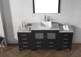 Virtu USA Dior 72" Single Bath Vanity with White Marble Top and Square Sink with Brushed Nickel Faucet with Matching Mirror