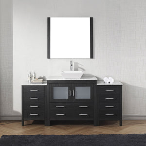 Virtu USA Dior 72" Single Bath Vanity with White Marble Top and Square Sink with Matching Mirror