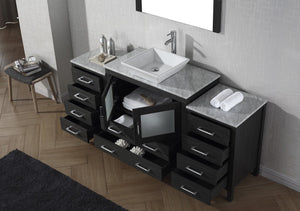 Virtu USA Dior 72" Single Bath Vanity with White Marble Top and Square Sink with Matching Mirror