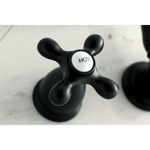 Heritage KS1020AX Two-Handle 3-Hole Wall Mount Roman Tub Faucet, Matte Black